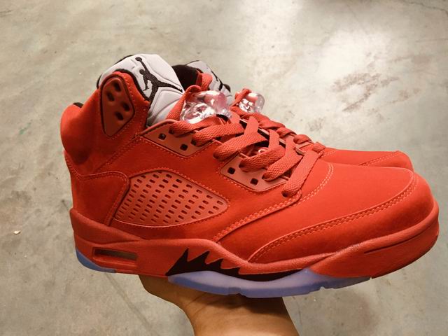 Air Jordan 5 Men's Basketball Shoes Red Grey Black-08 - Click Image to Close